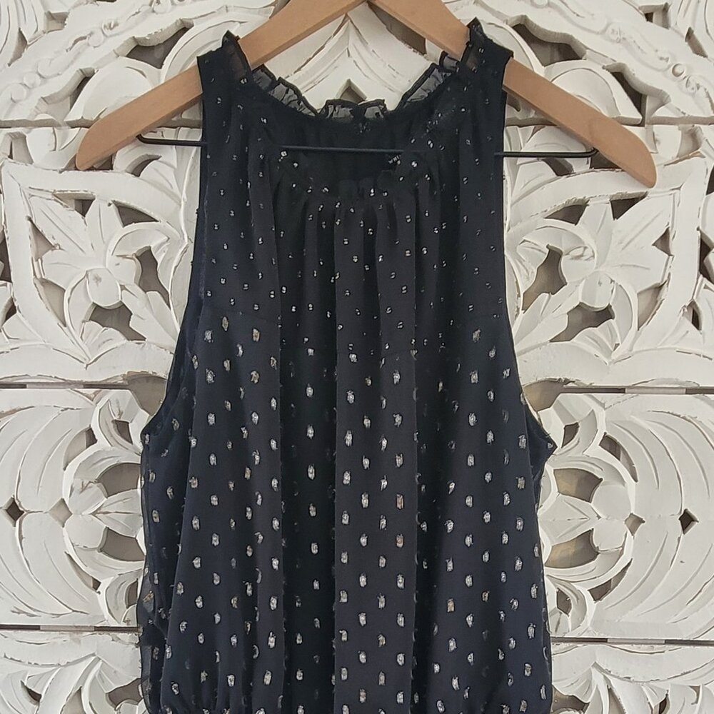White House Black Market  - Womens M Blouse - Black and Gold - Like new